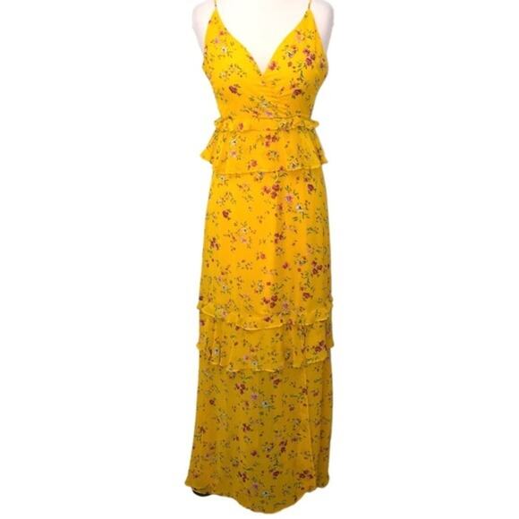 Lulu's Dresses & Skirts - Lulu's Sunny Yellow Floral Maxi Dress